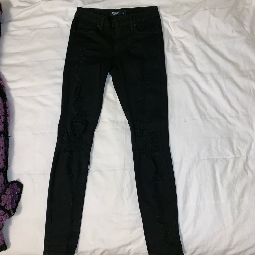 Distressed black skinny jeans from Just Black